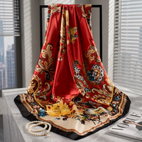 Nouveau design personnalisé, écharpe oversize 90, foulard de luxe imprimé 100% polyester, écharpe de tête en soie, châle, hijab musulman, vente en gros