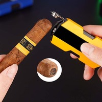 Vente en gros Briquet torche gonflable personnalisé Allume-cigare à double jet avec couteau à cigares/gaz butane rechargeable