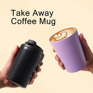 Tasses à café à <span class=keywords><strong>emporter</strong></span> personnalisées 350 ml/12 oz, double paroi en acier inoxydable, couvercle rabattable, gobelets à eau, tasses de bureau, mini-tasses, gobelet thermique de voyage - Product Image 6