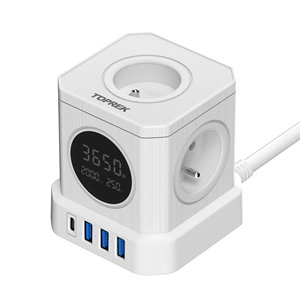 2024 nouveau <span class=keywords><strong>style</strong></span> 4 prises <span class=keywords><strong>France</strong></span> et prise de port 4USB câble de 2m avec écran d'affichage de puissance - Product Image 4