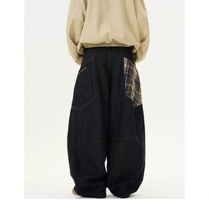 Pantalones Vaqueros Anchos Personalizados al por Mayor, Estilo Patchwork, Color Caqui, Estilo Urbano Hip Hop, Pantalones de Algodón para Hombre, Vaqueros para Hombre - Product Image 5