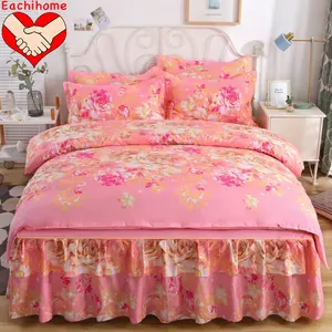 चारपाई बिस्तर bedsheet Suppliers-नई चारपाई प्रिंट बिस्तर जाजम duvet कवर 4 pcs बिस्तर स्कर्ट
