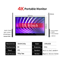 Écran tactile étendu de bureau de jeu de 15.6 pouces 4k pour ordinateur Portable, écran tactile anti-lumière bleue, écran externe LCD IPS, moniteur Portable