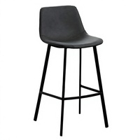 Tabouret de bar moderne UET1102 en cuir PU avec dossier incurvé et repose-pieds, structure en fer thermolaqué