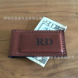 Cartera, Portamonedas para Dólares Estadounidenses, Cartera Corta de Cuero Estilo Europeo y Americano, Marcapáginas Magnético, Logotipo Personalizado Disponible - Product Image 2