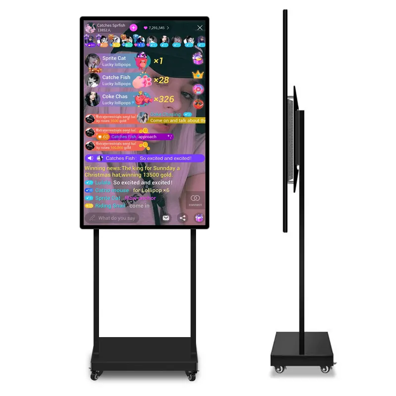 Facebook fan interactive wireless big screen video streaming stand live broadcast equipment lcd touch screen