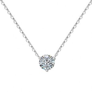 Dylam Finest Top Jewelry 925 Silver 6.5mm Solitaire VVS1 <b>D</b> Color Moissanite Stone Pendant Link Chain Jewelry <b>Necklace</b> for Gift - Product Image 1