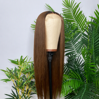Perruques lisses brun rougeâtre en cheveux humains, perruque frontale HD Lace, perruque sans colle en cheveux humains indiens bruts brun chocolat ombré, vente en gros