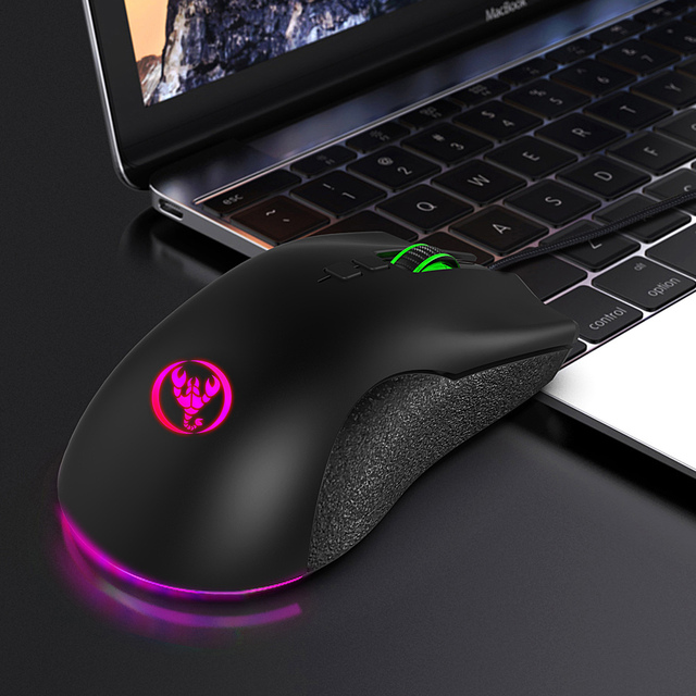 HXSJ A883 Wired Gaming Mouse 7-Button Macro Programming 6400dpi Adjustable USB for Esports Laptop Office Home Colorful Design