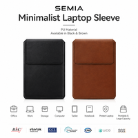 Housse pour ordinateur portable SEMIA en cuir PU huilé, grande capacité, portable, avec support et fermeture réglable pour MacBook