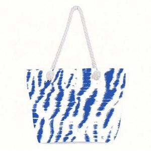 Fashion Printing Women Hand Bags With Cotton Rope Handle Burlap Tote Beach Bag - Product Image 1