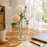 Vase en verre transparent à 3 tubes connectés, station de propagation hydroponique, vase à fleurs pour la décoration de table, de la maison et de mariage