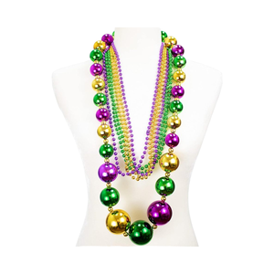 Mardi Gras Jumbo 46 "kalung manik-manik bola 33" 6mm aneka warna metalik kalung manik-manik dekorasi pesta - Product Image 1
