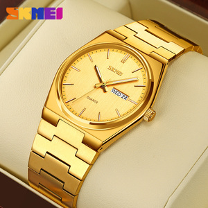 Skmei 9288 luxury quartz watch stainless steel back mens watch analog quartz gold watch OEM/ODM