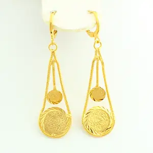 JH Pesona Penjualan Laris Mode Desain Koin Klasik untuk Anak Perempuan 18K Anting Perhiasan Berlapis Emas