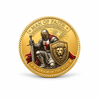 Médaille de guerrier Homme de Foi 2026, deux motifs d'écussons de chevalier, plaqué or et argent, boîtier en acrylique