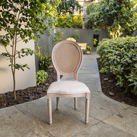 Chaise de salle à manger Louis XVI de Style français de haute qualité avec dos en rotin cadre en bois massif tissu Durable meubles de maison d'hôtel moderne