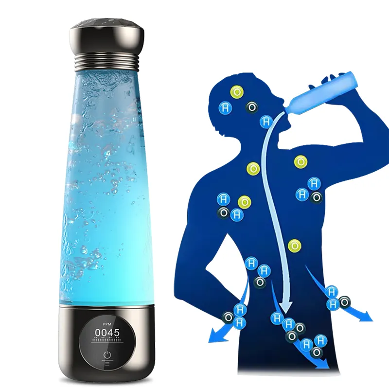 Botella de agua rica en hidrógeno de membrana de protones importada portátil, generador de hidrógeno, material de PC, botella de agua de hidrógeno