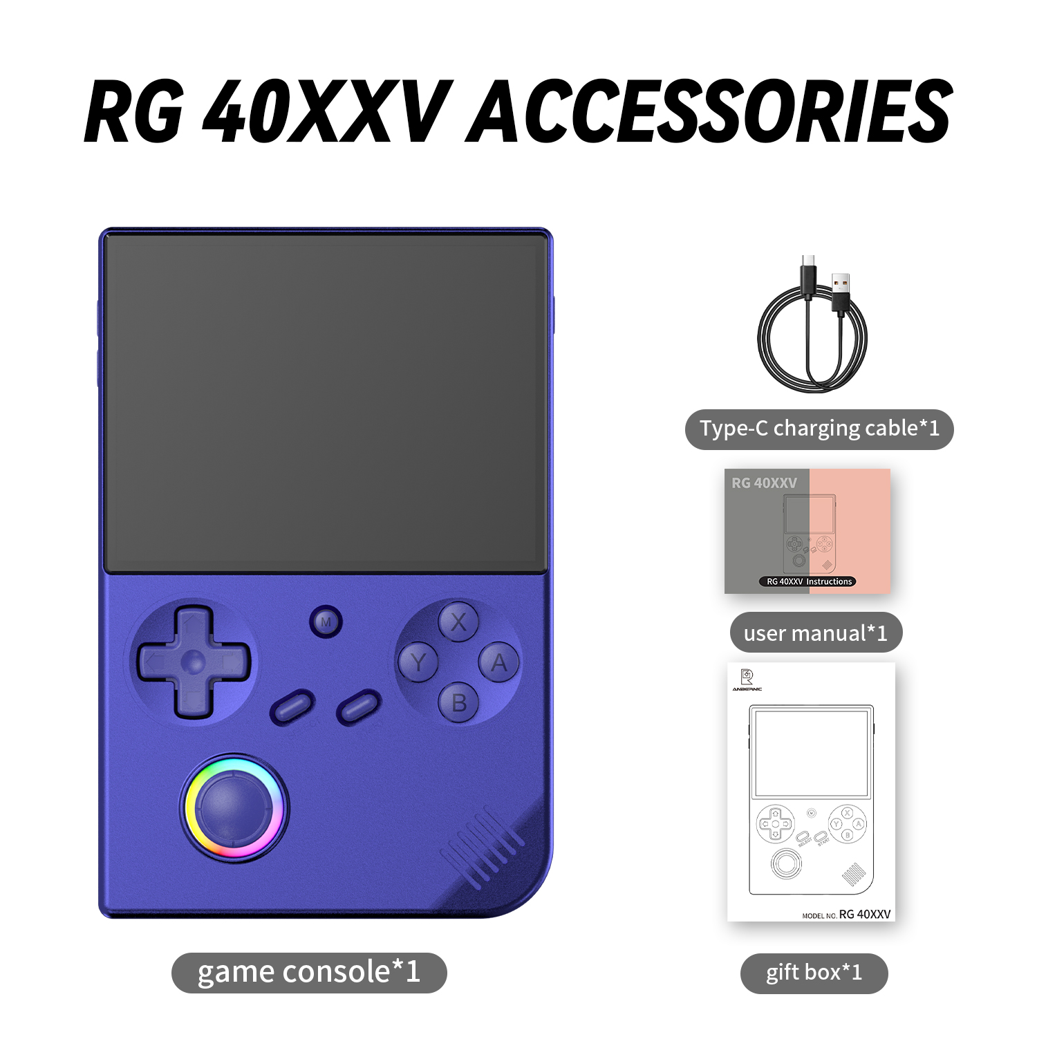 ANBERNIC RG40XXV Game Console 32GB+256GB White