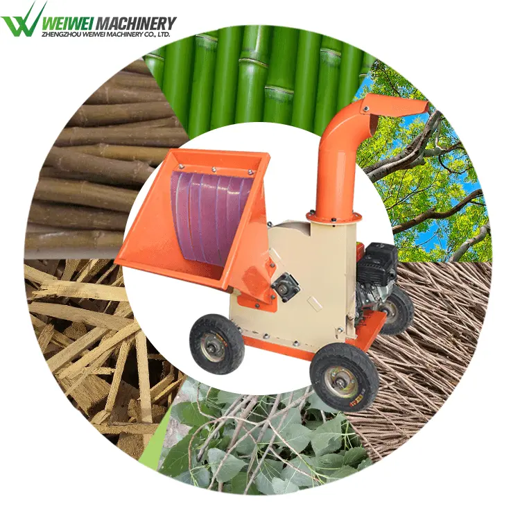Weiwei Tuv Goedgekeurd Kleine 7.5hp Tuin Bosbouw Machines Houtsnippers Hamermolen Log Takken Compost Hout Cutter Machines