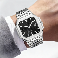 672 nouveaux hommes de luxe en acier inoxydable carré Quartz montre-bracelet étanche lumineux Date affichage montre pour hommes
