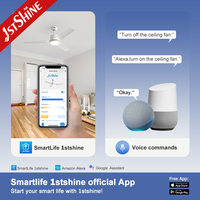 Ventilateur de plafond intelligent 1stshine 52 pouces avec commande Wi-Fi et vocale, pales en ABS, excellent vendeur, usine, lumière intégrée