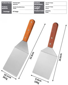 Espátula para teppanyaki de acero inoxidable, espátula para pan plano con mango de madera, espátula para pizza, espátula para bistec, espátula para panqueques - Product Image 6
