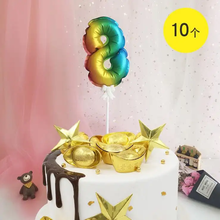 Prodotto caldo torta di compleanno con palloncino digitale gonfiabile automatico da 6 pollici con palloncino autogonfiabile con bandiera