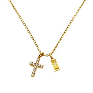 Zogxin <b>Cross</b> Pendant Necklace Gold <b>Chain</b> With Zircon Bezel Setting Daily Wear Gift Jewelry - Product Image 5