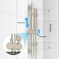 Ensemble de robinet de douche de baignoire de 12 pouces en nickel brossé système de douche à barre coulissante avec bec de baignoire cascade pommeau de douche pluie mural