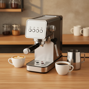 Máquina de Espresso Semiautomática de Acero Inoxidable de 20 Bares con Espumador de Leche para Latte y Cappuccino, Uso Doméstico y Hotelero - Product Image 1