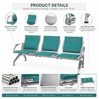 Chaise d'attente moderne en métal et cuir pour aéroport, école, hôpital, usage commercial extérieur