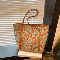 BETTY LUORI 2025 Nouveau Sac Fourre-Tout en Toile Grande Capacité Tendance à Bandoulière Unique pour Femme, Décontracté, Polyvalent, Ethnique, avec Fermeture Éclair