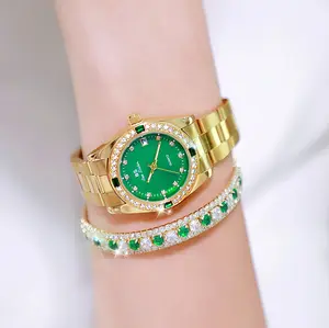 蜜蜂姐妹品牌手表女性时尚潮流设计石英表女性奢华绿色手表防水手表reloj