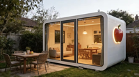 Maisonnette préfabriquée de luxe en forme de pomme, maisonnette modulaire moderne pour complexe hôtelier en plein air, Airbnb et hébergement d'invités