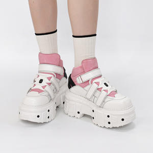 Ragazza occupata WZHW03 rosa e bianco stivali con plateau pesante per le donne con Strap Design tonde con plateau <span class=keywords><strong>scarpe</strong></span> con tacco rotondo per le signore - Product Image 4