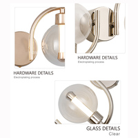 Lampe murale LED d'intérieur de luxe en fer et verre, blanc chaud 3000K, garantie 2 ans, commande par interrupteur, abat-jour contemporain minimaliste