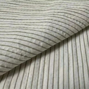 Bán Buôn Thoáng Khí Sợi Nhuộm Seersucker Vải Cotton Polyester Spandex Cho Phụ Nữ Cô Gái 'Áo Sơ Mi Dresses Dệt Kỹ Thuật Chàng Trai - Product Image 1