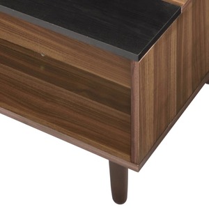 Tavolino <span class=keywords><strong>da</strong></span> Caffè Moderno con Piano Sollevabile in Noce e Nero, Tre Spaziosi Scomparti, Vano Contenitore Nascosto, Gambe Affusolate in Legno - Product Image 5