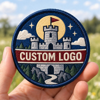 Patch brodé APEX motif château, logo personnalisé, haute densité, luxe, thermocollant, broderie 3D pour vêtements