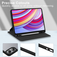 Étui pour tablette en cuir PU avec support rotatif à 360 degrés pour Xiaomi Redmi Pad Pro couverture arrière en acrylique transparent avec porte-crayon