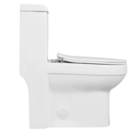 WC en céramique blanche à double chasse, allongé et confortable, avec siège à fermeture douce et siphon P/S intégré