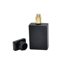 Flacon de parfum en verre noir noir mat rectangulaire portable 30 ml 50 ml 100 ml Flacon pulvérisateur cosmétique en verre carré
