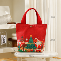 Weihnachtliche Bedruckte Jute-Tragetasche Wiederverwendbare Feiertagsgeschenk-Einkaufstasche Rot Grün Rustikale Party-Geschenkverpackung Großhandel