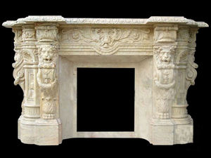 <span class=keywords><strong>Chimenea</strong></span> de mármol antigua moderna de Refine Stone Beige Color crema Decoración eléctrica independiente del hogar - Product Image 5