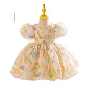 プリンセスグリッタースパンコールふくらんでいるドレスフラワーガールズラグジュアリーイブニングドレス女の赤ちゃん2年衣装女の子パーティープリンセスウェア