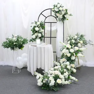 יקינתון לבן עלה ירוק עלים מלאכותי פרח הסדר שורה חתונה שולחן מרכזי כדור אירוע המפלגה דקור