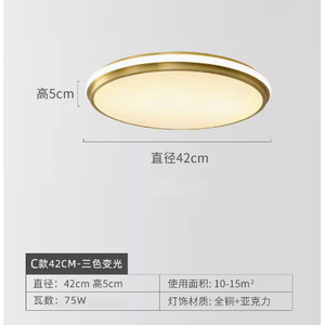 Lámpara LED Moderna Minimalista de Cobre para Dormitorio, Sala de Estar, Lámpara LED Nórdica Ultrafina para Balcón y Pasillo, 6000K CCT - Product Image 5