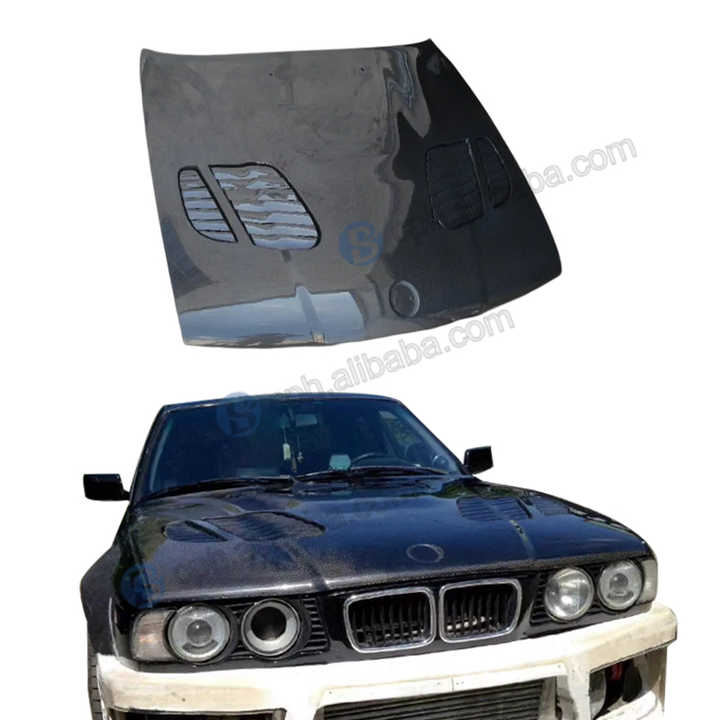 GTR Style Carbon Fiber Vent Engine Bonnet Hood Replacement for BMW 5 ...