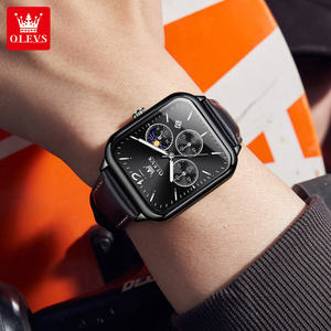   Montre pour homme de luxe avec logo personnalisé OEM 9914, bracelet en cuir, phase lunaire, chronographe, quartz, tendance - Product Image 4